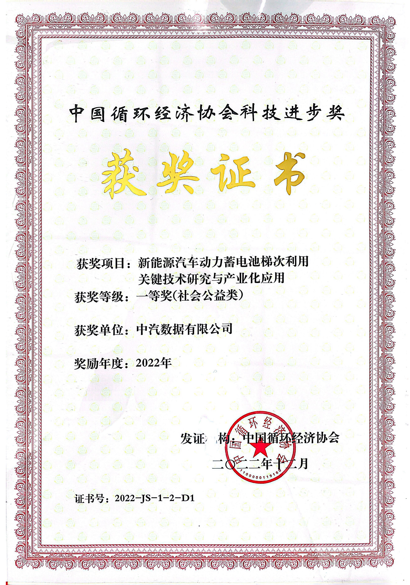中国循环经济协会科技进步奖